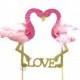 Glitter Flamingo LOVE Cake Topper - Tropical Wedding Cake Topper, Tropical Wedding, Tropical Party, Flamingo Wedding, Flamingo Love