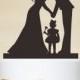 Wedding Cake Topper,Couple Silhouette with a litter Girl,Custom Children Cake Topper,Cake Decoration,Personalized Family Cake Topper P156