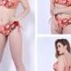 Pink With Flower Print Womens Plus Size Bikini With Bandage Adornment Lidyy1605202077