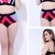 Pink Blue And Colorful Strip Print High Waist Womens Plus Size Bikini Suit Lidyy1605202072