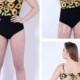 Yellow With Flower Print One-Piece Womens Plus Size Swimsuit With Black Bottoms Lidyy1605202071