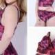 Rose Color With Colorful Print Plus Size Womens High Waist Bikini Suit Lidyy1605202066
