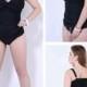 Black Solid Color One-Piece Plus Size Womens Swimsuit With Fold Adornment Lidyy1605202056