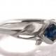 Blue Sapphire Leaves Engagement Ring - 18K White Gold and Sapphire engagement ring, unique engagement ring, leaf ring,September Birthstone,6