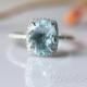 14K White Gold Aquamarine Ring Half Eternity Halo Diamond VS 7*9mm Oval Cut Aquamarine Engagement Ring Gemstone Ring Engagement Gift