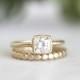 14k gold cushion moissanite engagement ring, handmade, wedding, square