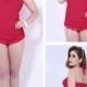 Dark Red Solid Color One-Piece Womens Swimsuit Lidyy1605202047