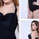 Black Solid Color One-Piece Womens Swimsuit Lidyy1605202045