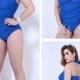 Blue Solid Color One-Piece Womens Swimsuit Lidyy1605202043
