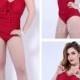 Dark Red Solid Color One-Piece Womens Swimsuit Lidyy1605202042