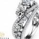 Floral Moissanite Engagement Ring 14K White Gold Engagement Ring Art Nouveau Styled Moissanite Ring