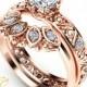Natural Diamond Wedding Ring Set in 14K Rose Gold Unique Diamond Engagement Rings Rose Gold Wedding Rings