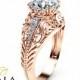 2 Carat Diamond Engagement Ring in 14K Rose Gold Art Deco Design Alternative Ring Unique Custom Engagement Ring