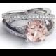 Platinum Ring Morganite Engagement Ring, 1.5 TCW Morganite Ring, Art Deco Engagement Ring, Gold Rings for Women