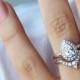 Pear Shaped Diamond Engagement Ring With Matching Side Diamond Band