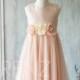 2016 Peach Junior Bridesmaid Dress, Square neck Flower Girl Dress, Chiffon and Mesh Beading Dress Rosette dress (LK059)