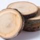 Rustic wood discs, cherry tree coasters for rustic wedding decors, wood slice with bark.