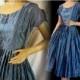Kay Windsor Vintage 50s Prom Dress Blue Cocktail Gown S