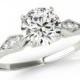 Vintage Style Forever One Moissanite & Diamond Engagement Ring - 1 Carat Moissanite Antique Inspired Ring - Milgrain - Moissanite Rings
