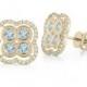 Aquamarine & Diamond Clover Stud Earrings - Aquamarine Earrings for Women - Michael Raven Jewelry