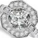 6mm Forever One Moissnaite & Diamond Ring Vintage Style - Art Deco - Victorian - Engagement Rings