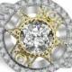 Moissanite Engagement Rings Etsy - Art Deco 6.5mm Forever One Moissanite & Diamond Ring