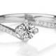 Twist Diamond Engagement Ring, 14K White Gold Ring, Diamond Ring, 0.55 TCW Diamond Ring Band, Art Deco Engagement Ring