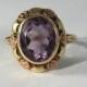 Vintage Amethyst Ring in Art Nouveau 10K Gold Setting. 4+ Carat Amethyst. Unique Engagement Ring. February Birthstone. 6th Anniversary Gift.