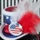 4th of July Mini Top Hat, Red White and Blue Headband, 4th of July Hair Accessories, Red White and Blue Hat, Patriotic Hat, Women Fascinator