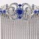 Blue Hair Comb Crystal Blue Bridal Hair Piece Something Blue Wedding Jewelry Rhinestone Silver Blue Hair Combs Prom Headpiece