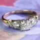Retro Vintage 1940's .66ct t.w. Old European Cut Diamond Three Stone Engagement Ring 14k
