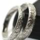 Silver Couples Ring, Renaissance Style Wedding Bands, Commitment Rings, Floral Silver Band