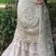 Vintage Lace Mermaid Boho Wedding Dress Cream Ecru Tulle Ruffle Vintage Bride Flapper Outdoor Romantic Small By Vintage Opulence On