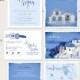 Destination wedding invitation Santorini Greece  - Greek Island Invitation Suite - European wedding - Deposit Payment