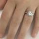 Princess Cut Halo Diamond Engagement Ring 14k White Gold or Yellow Gold Art Deco Natural Diamond Ring