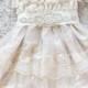Champagne Lace Rhinestone Pearl Flower Girl Dress - Cream Lace Baby Doll Dress - Rustic Flower Girl Dress - Vintage Flower Girl -Shabby Chic