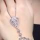 Crystal art deco bracelet,Hand Chain bracelet, bridal hand chain ring bridal jewelry ring handlet crystal slave ring bracelet