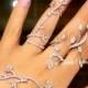 Elegant Wedding Jewelry Set, hand bracelet, 4 finger ring,Handlet bracelet bridal jewelry Palm cuff hand jewelry,Crystal cuff wraps,