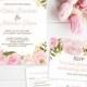 Pink Floral Wedding Invitation Set - Wedding Invite - RSVP Card - DIY Printable Wedding Set