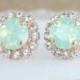 Mint Opal Earrings,mint Crystal Stud Earrings,mint Bridesmaid Earrings,Swarovski Mint,rose Gold Mint Earrings,rose Gold,mint Wedding Jewelry