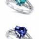1.80 Carat Tanzanite BlueTopaz Teal Heart Shape Round Russian Diamond CZ Side 925 Sterling Silver Wedding Engagement Promise Ring