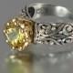 Engagement Ring The ENCHANTED PRINCESS 14k gold with Golden Beryl