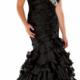 Chiffon Sweetheart Lace Up Black Fuchsia Tiers Crystals Ruched Sleeveless Sweep