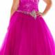 Sweetheart Magenta Tulle Lace Up Turquoise Crystals Sleeveless Ball Gown