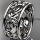 14kt white gold leaf and vine wedding band, engagement ring ADLR150G