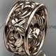14kt rose gold leaf and vine wedding band, engagement ring ADLR150G