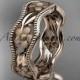 14k rose gold flower wedding ring,engagement ring, wedding band. ADLR190G