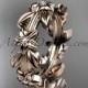 14kt rose gold diamond leaf wedding ring, engagement ring, wedding band ADLR316B