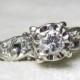 Vintage Engagement Ring Art Deco Engagement Ring 0.30 cttw Diamond Ring Art Deco Ring 14k White Gold Ring