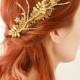 Golden hair comb, gilded leaf comb, bridal headpiece, golden leaf headpiece, rustic wedding, boho bridal comb, woodland wedding hair comb